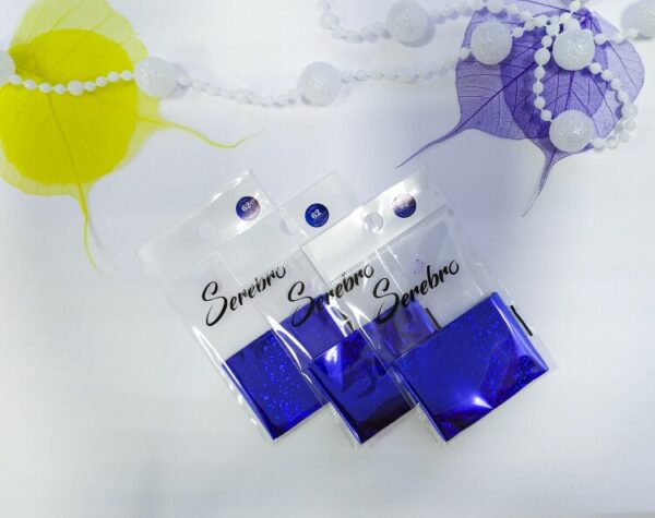 Фольга фирменная для дизайна ногтей "Serebro" 50 см (№62 - Синие голографические ромбы)